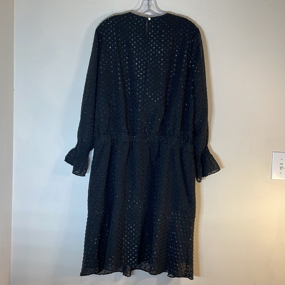 NWT. Libby Edelman XXL Shimmer Swiss Dot Long Sleeve Dress. - Picture 8 of 11